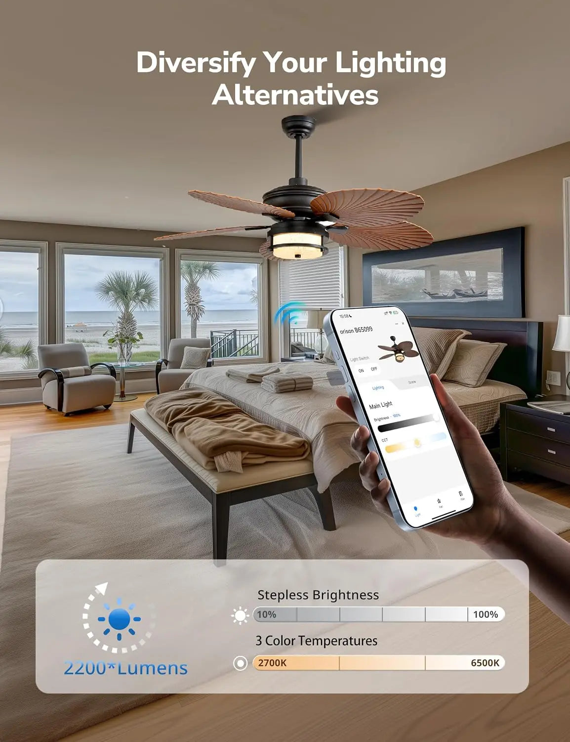 Orison Outdoor Ceiling Fan With Remote Control And Lights