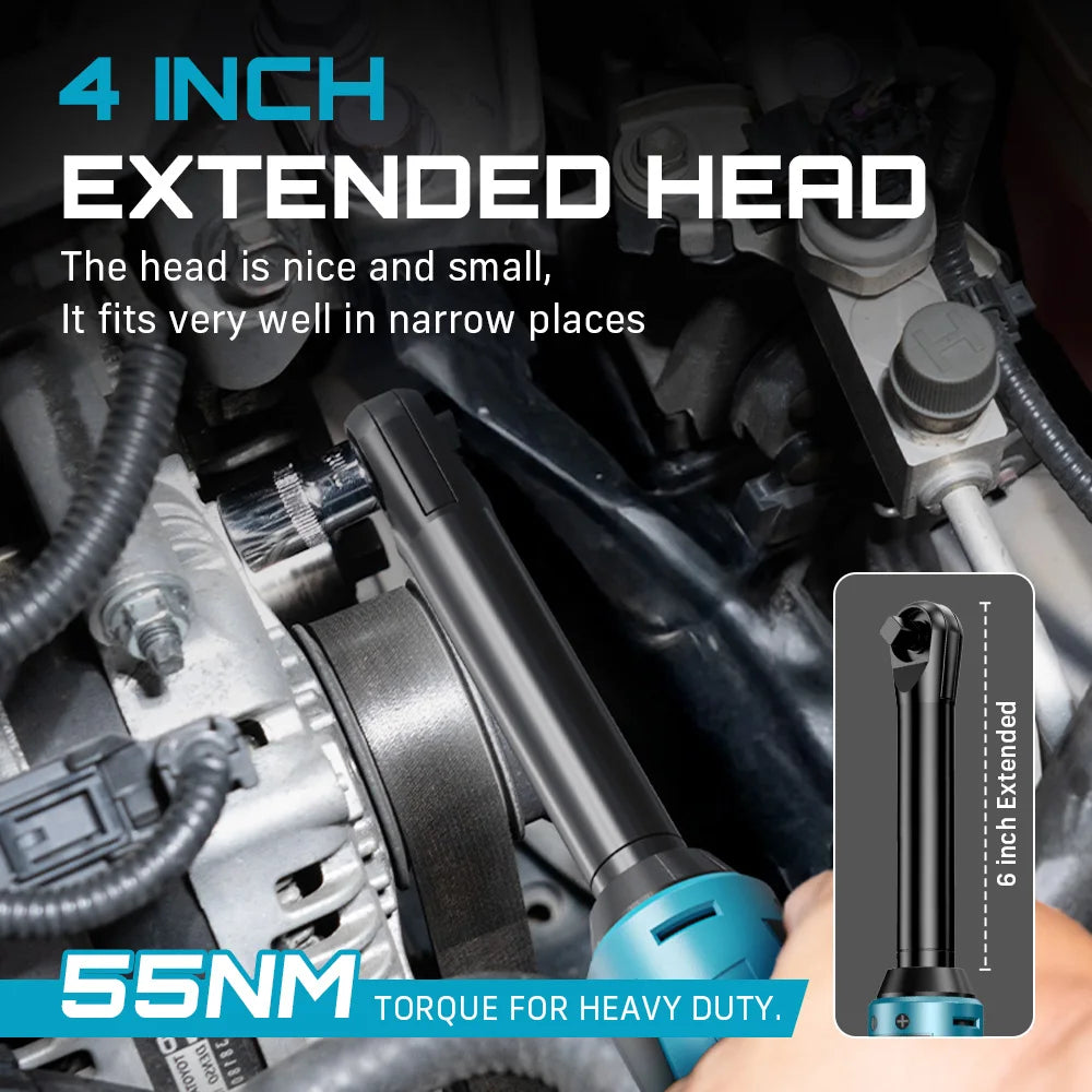Seesii 12V Cordless Ratchet Wrench 55Nm Extended With Two Batteries
