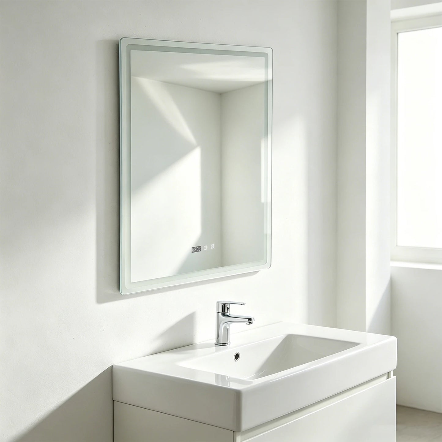 Byamaocar Dimmable Anti Fog LED Bathroom Mirror With Smart Switch