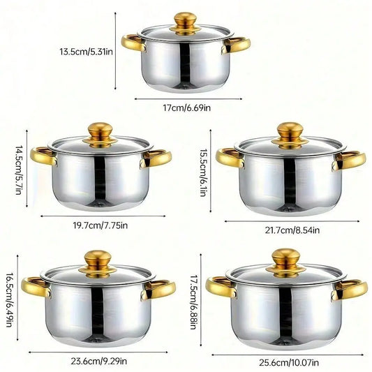Stainless Steel Cookware Set With Lids Durable And Reliable - Home and Haven Store