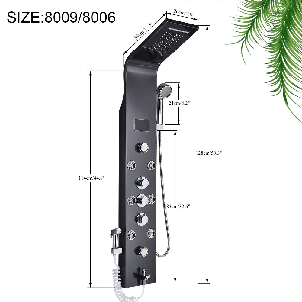 Myqualife Led Shower Column With Brass Valve And Rain Panel