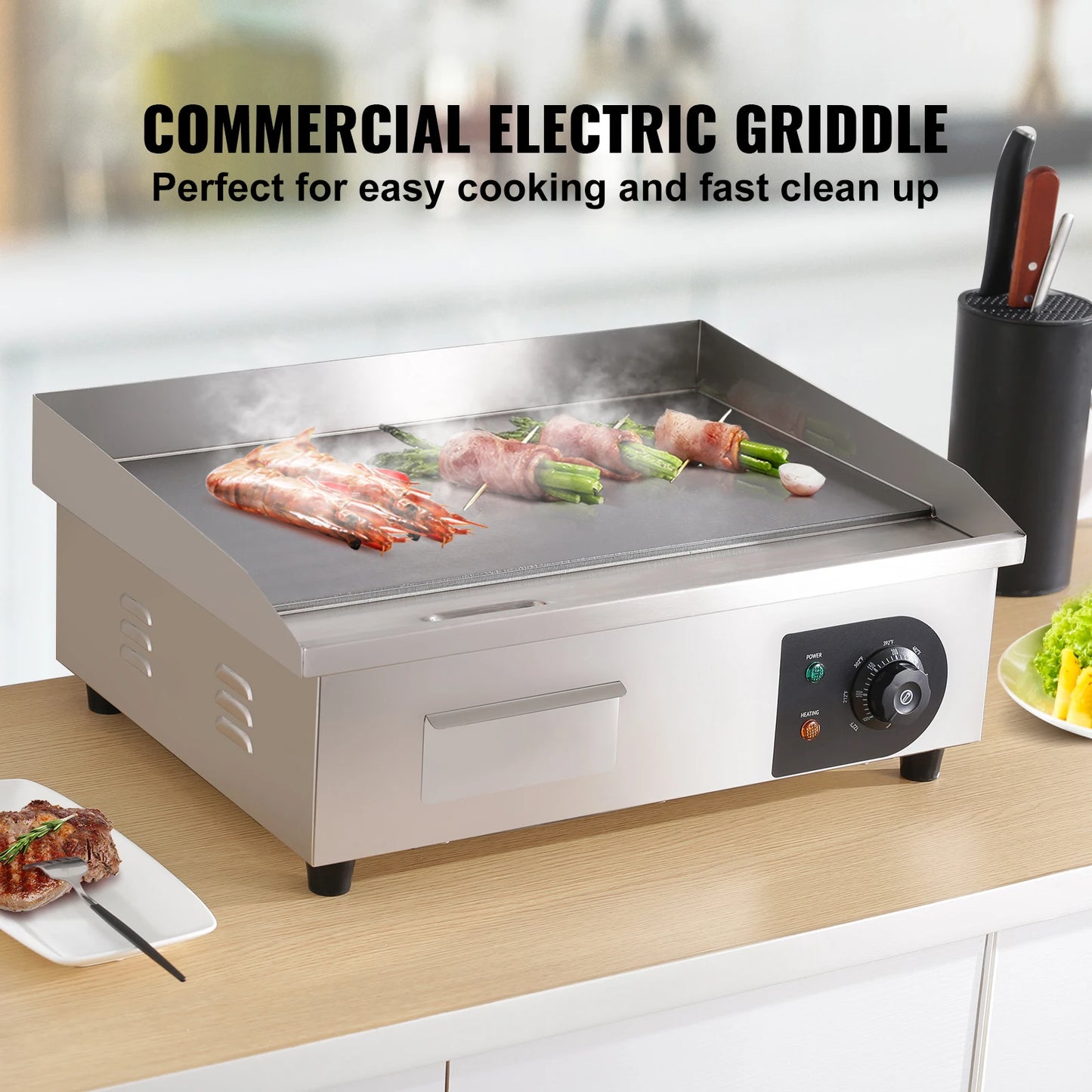 SucceBuy Commercial Electric Grill Teppanyaki Griddle With Temperature Control - Home and Haven Store
