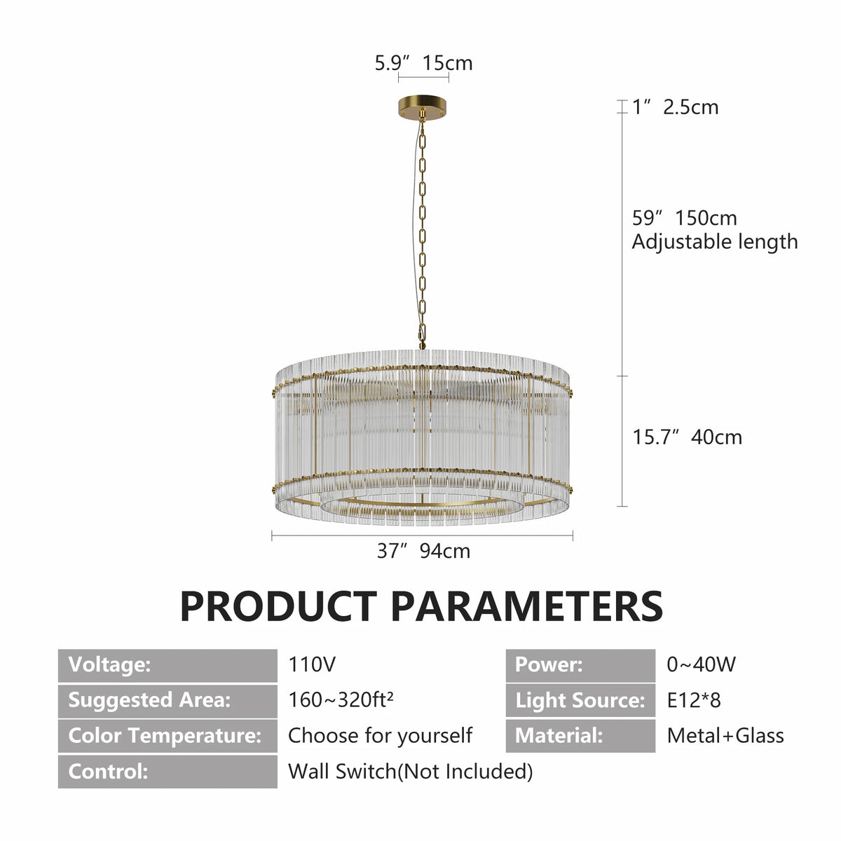 Zhikea Modern 8 Light Round Water Ripple Crystal Glass Chandelier