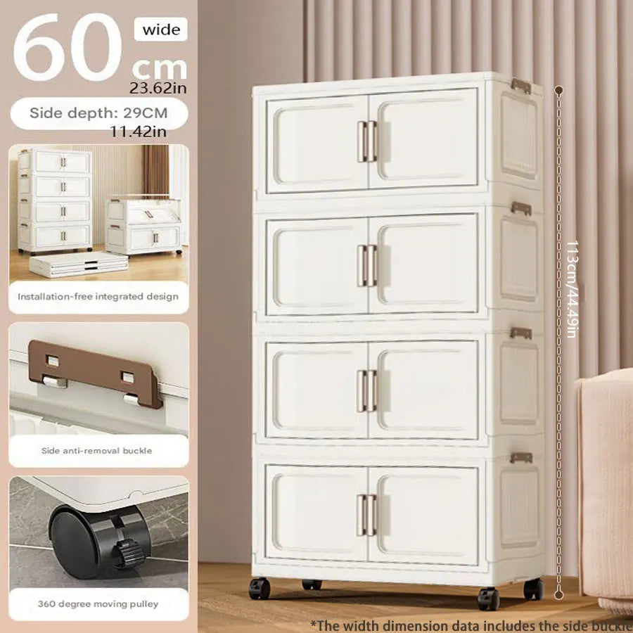 Foldable Plastic Multi Layer Storage Cabinet For Home Organization