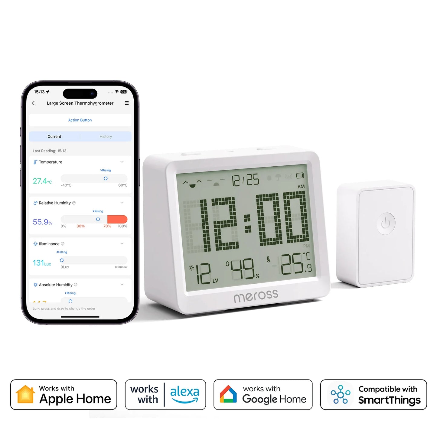 Meross MS130 Matter Temperature Humidity Sensor With Alexa - Home and Haven Store