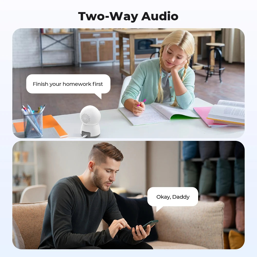 H.VIEW 3MP WiFi Indoor AI Human Detection Security Camera