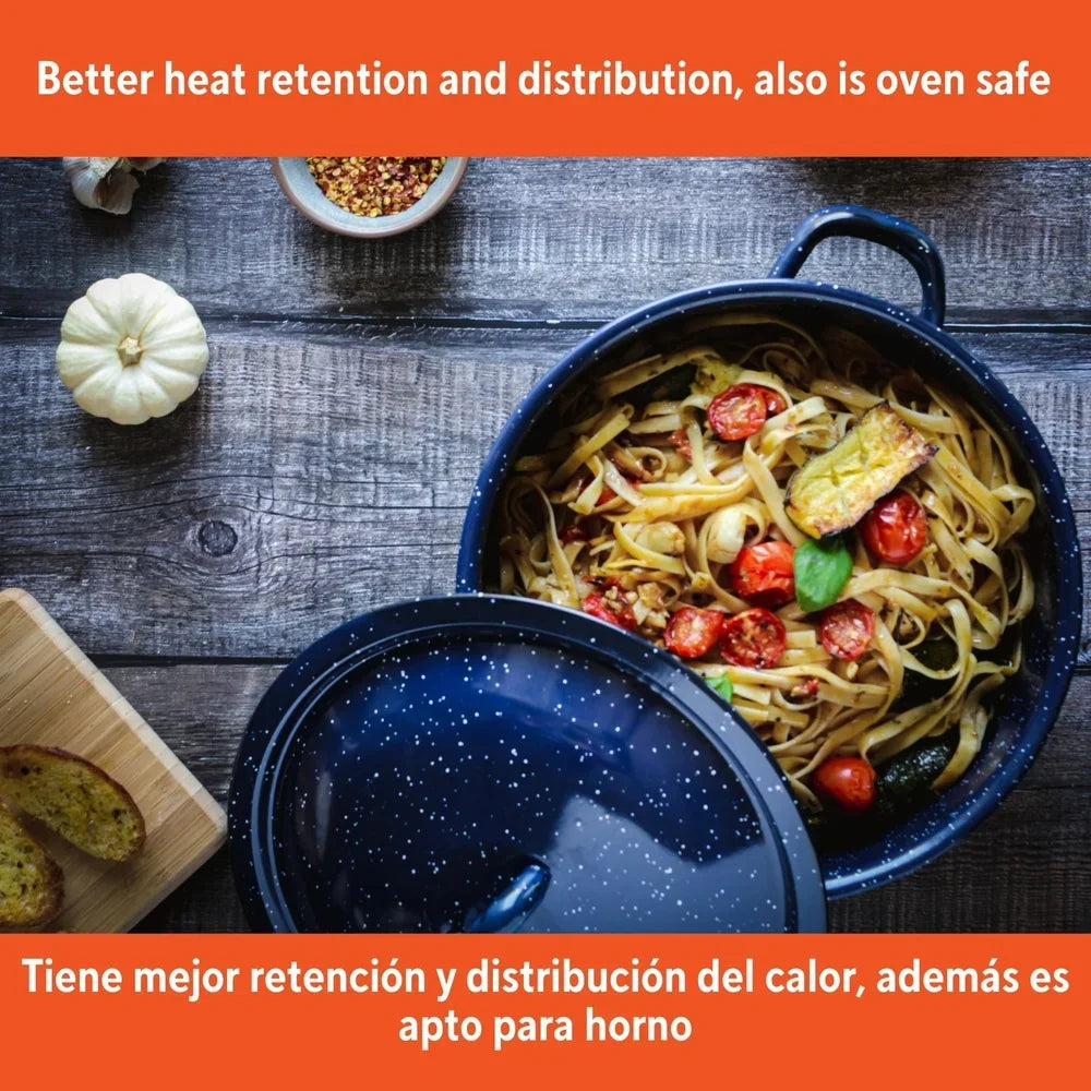 Enamel Stock Pot Durable Steel Oven Safe With Double Handles