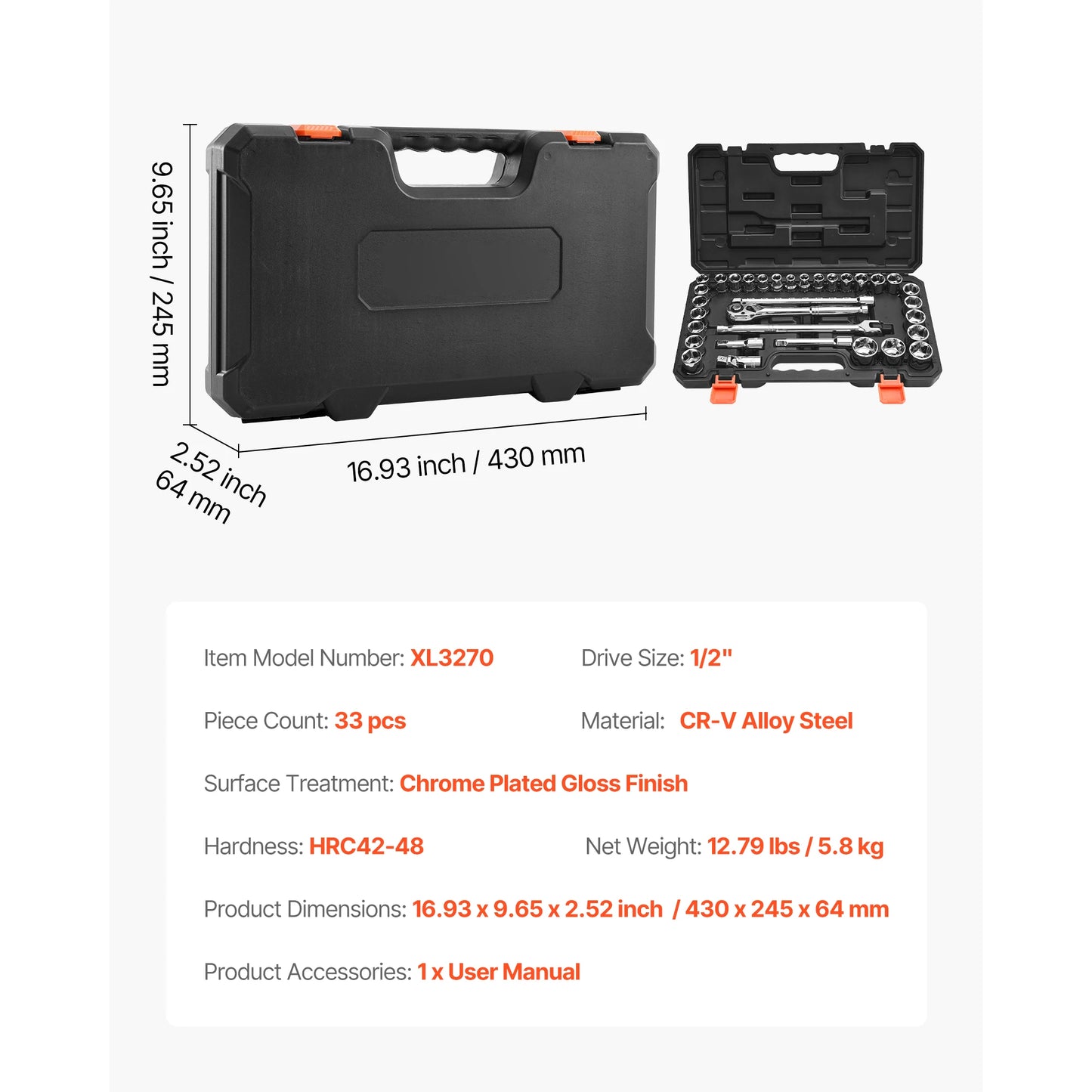 SucceBuy Socket Set With Ratchet Wrench SAE And Metric
