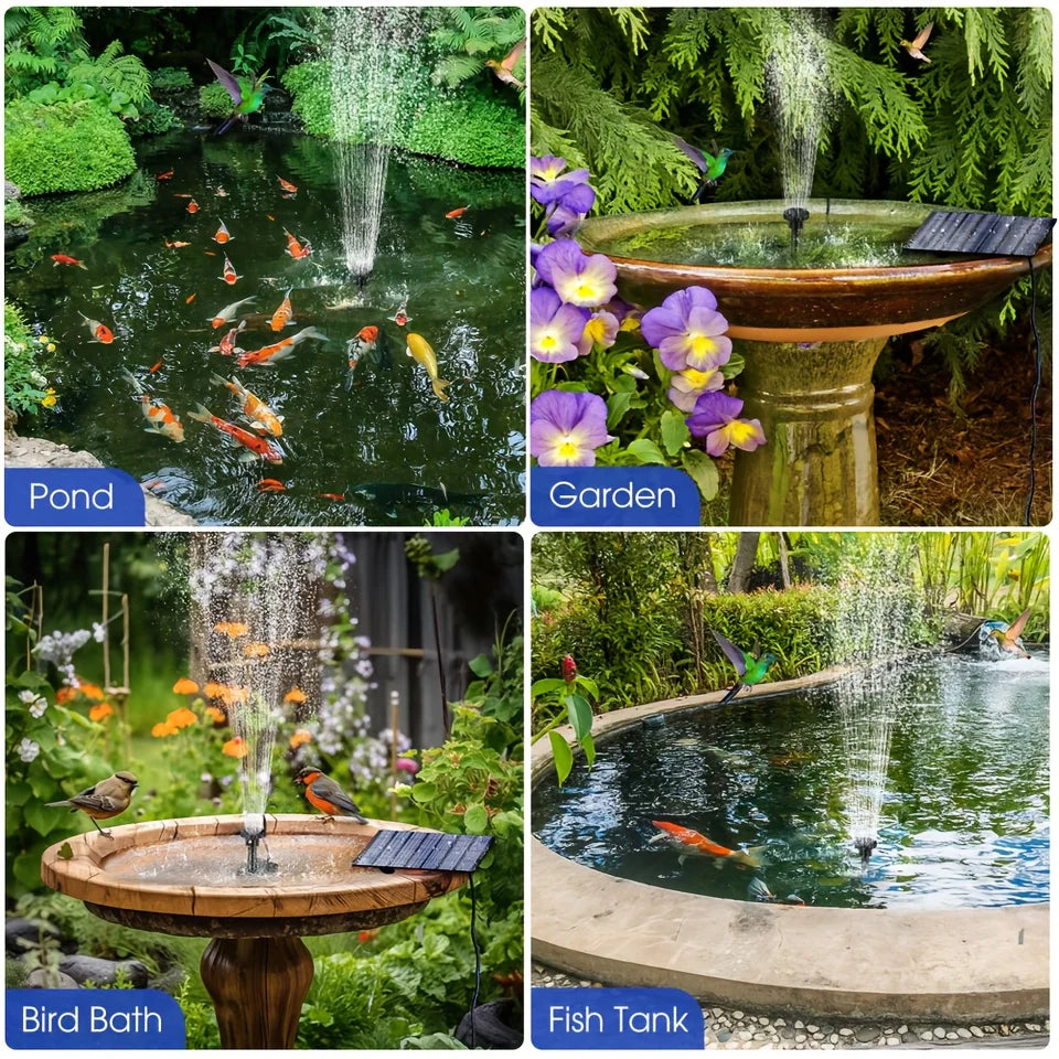 Solar Fountain With 6 Nozzles 1.4W Panel Floating Water Pump - Home and Haven Store