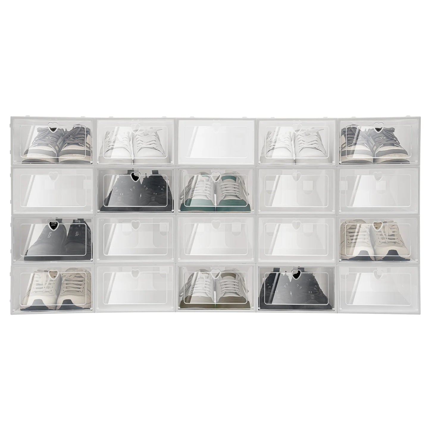 Stackable Foldable Plastic Shoe Storage Boxes With Lids