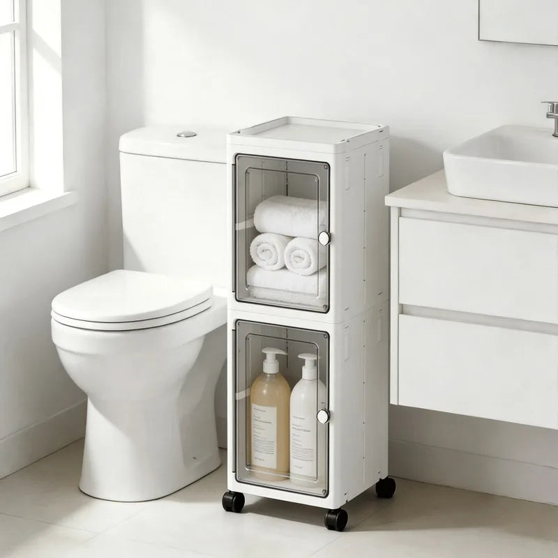 Nifogo 5 Tier Slim Rolling Storage Cabinet With Clear Doors