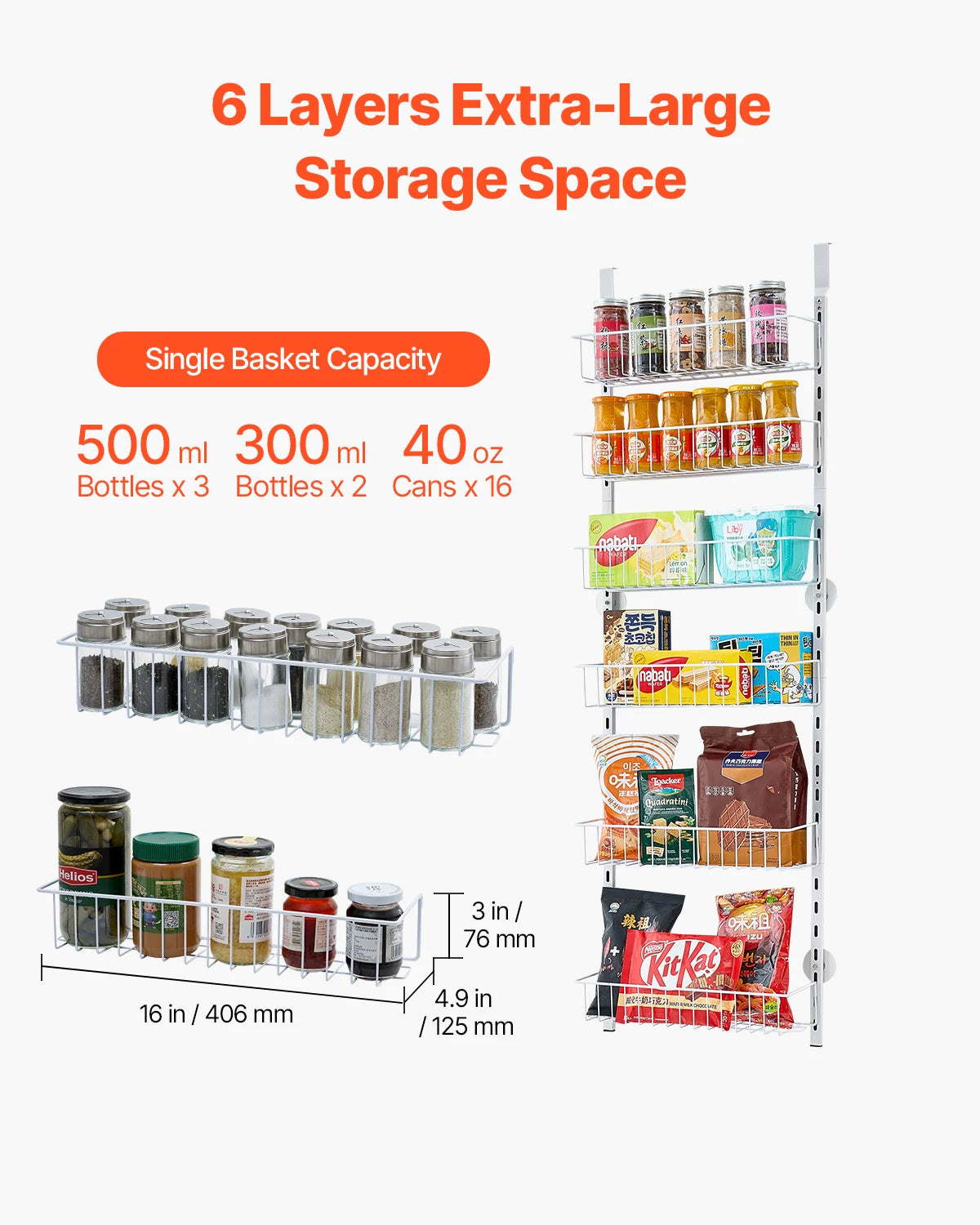 SucceBuy Heavy Duty Over Door Pantry Organizer Steel Spice Rack