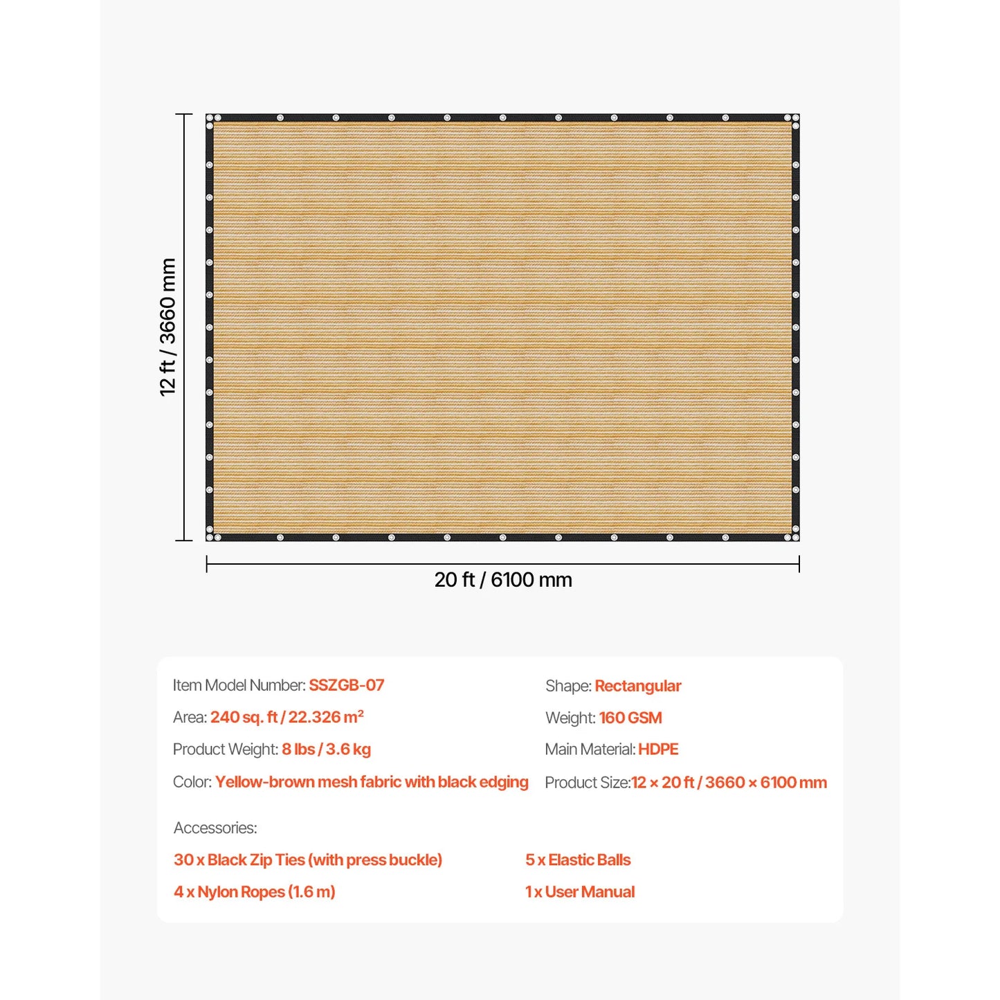 SucceBuy Sun Shade Cloth 140 GSM For Outdoor Privacy