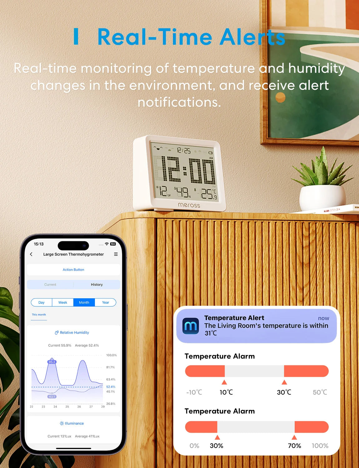 Meross MS130 Matter Temperature Humidity Sensor With Alexa - Home and Haven Store