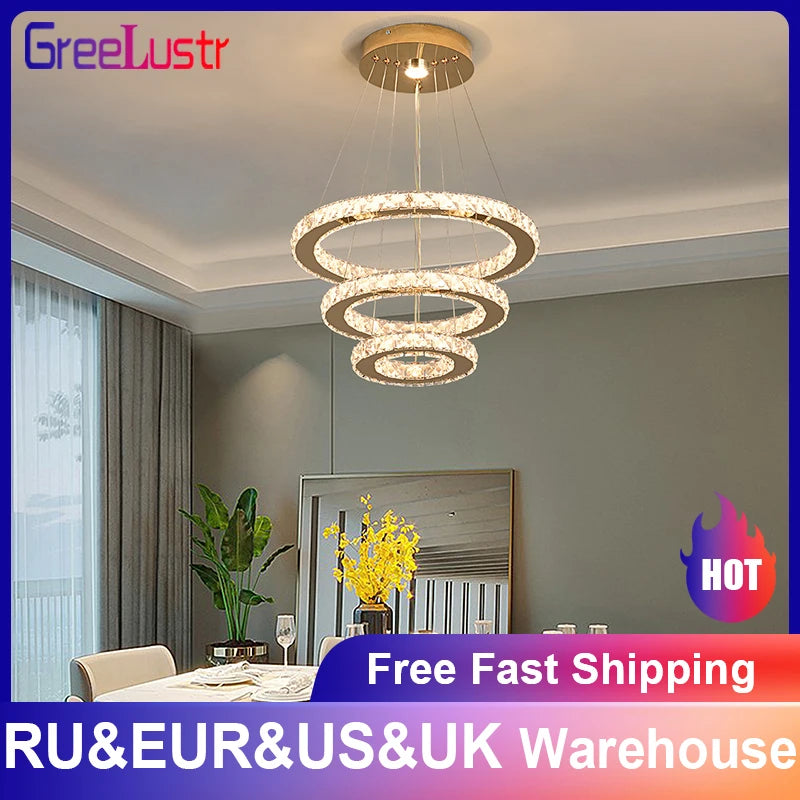 Vinilky Iron Crystal Pendant Chandelier With Lustre And Remote Control