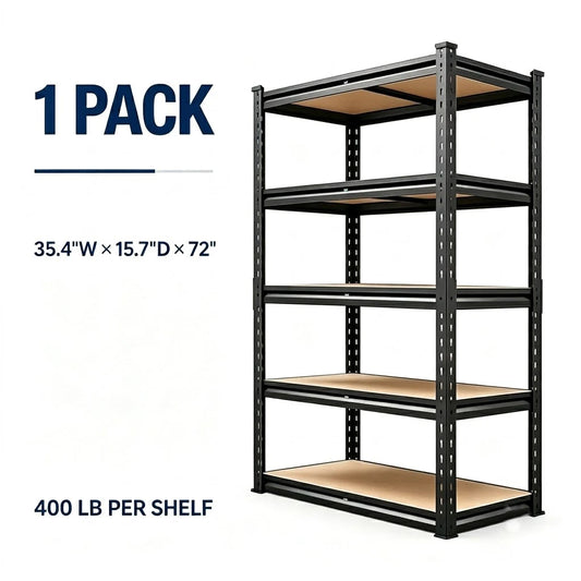 Heavy Duty Metal Storage Rack 5 Tier With MDF Shelves