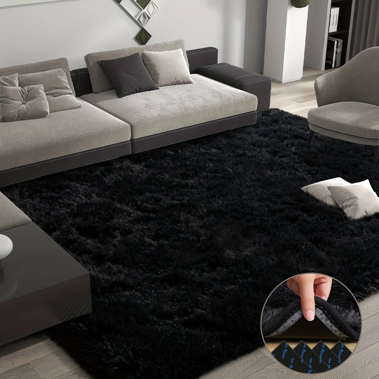 Geometric Plush Area Rug For Living Room 100 Percent Polyester