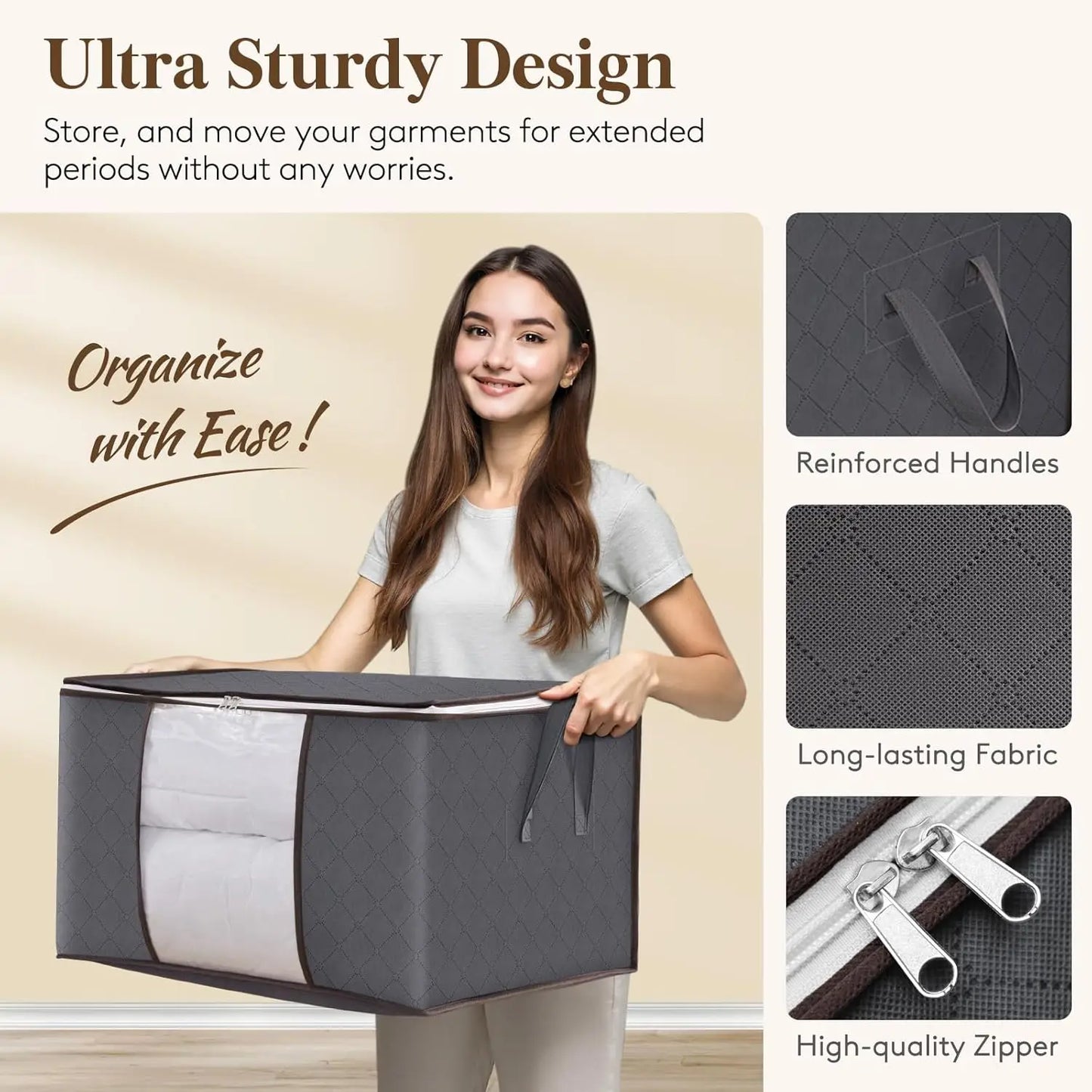6 Pack Foldable Clothes Storage Bins With Lids And Window