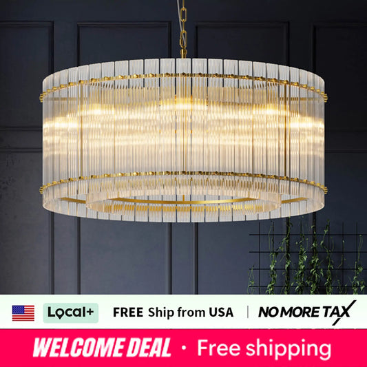 Zhikea Modern 8 Light Round Water Ripple Crystal Glass Chandelier