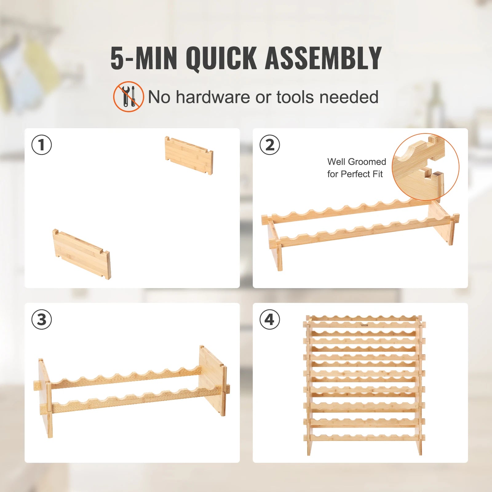 SucceBuy 8 Tier Bamboo Stackable Wine Rack Free Standing Storage - Home and Haven Store