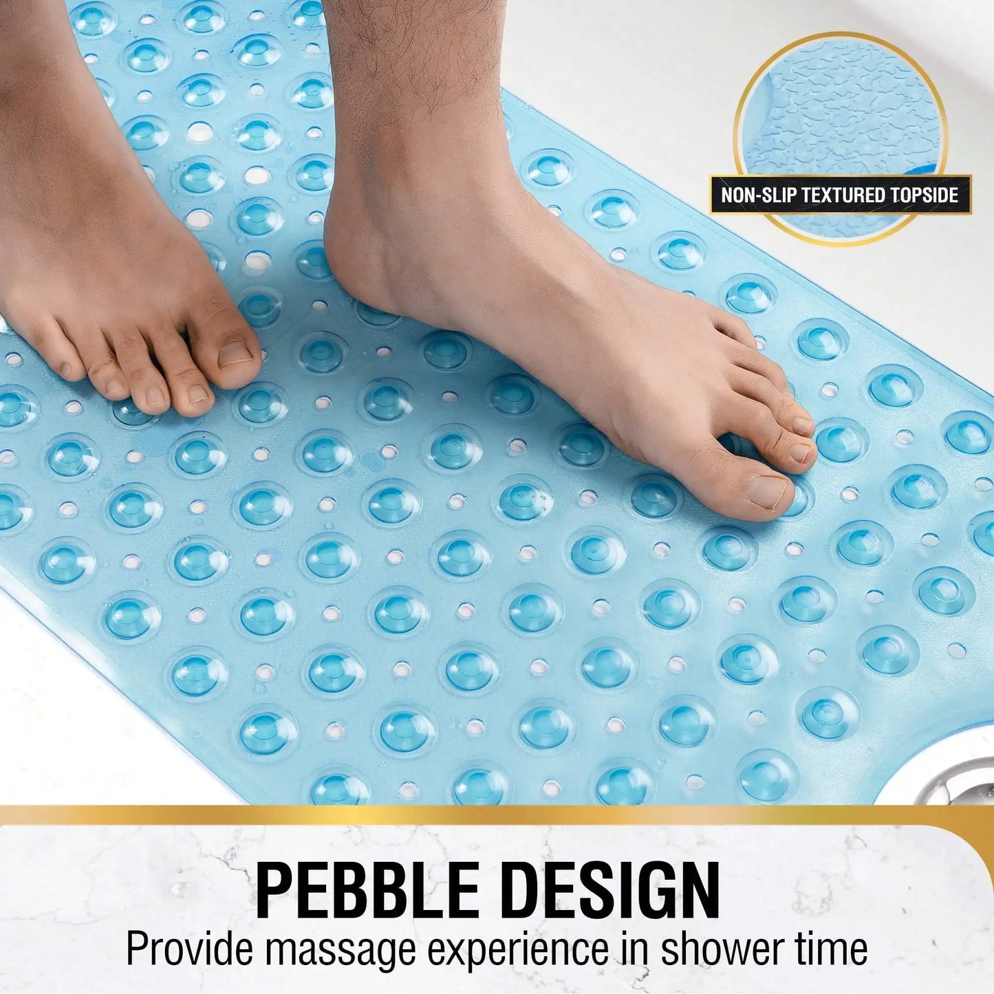 Anti Slip Mold Resistant PVC Bathroom Mat With Drainage Holes