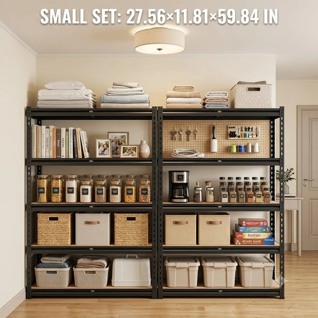 Heavy Duty Five Tier Adjustable Metal Storage Rack Set