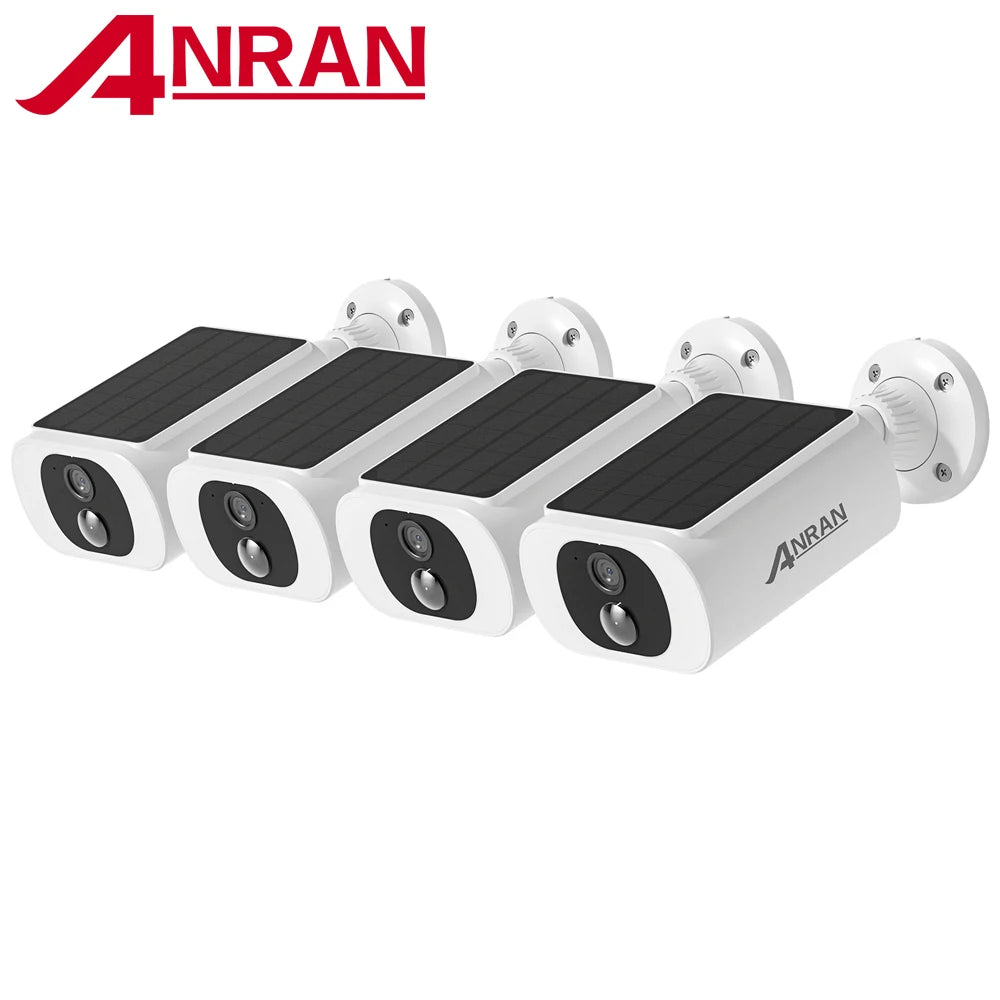 ANRAN 2K Solar Camera Set With Four Wireless Battery Cameras