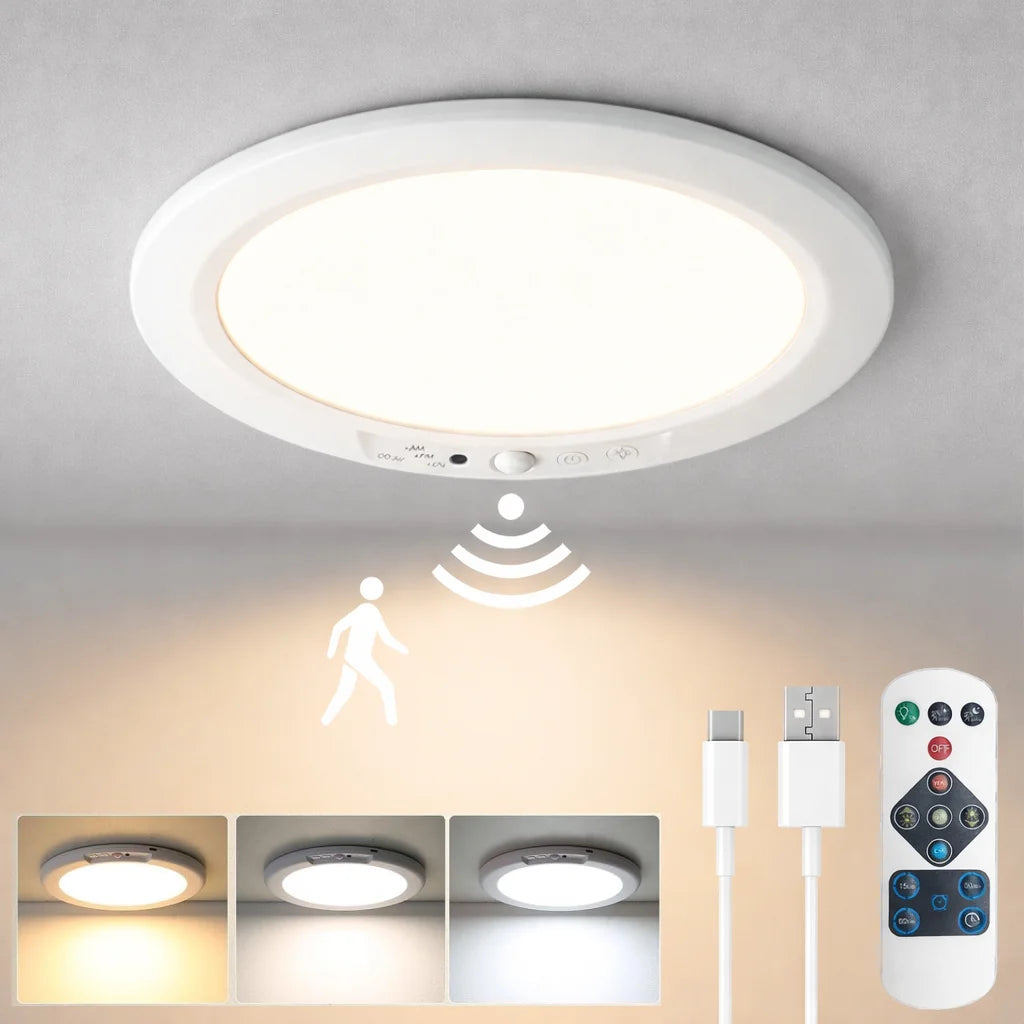 Rechargeable Wireless Motion Sensor Ceiling Light With Remote