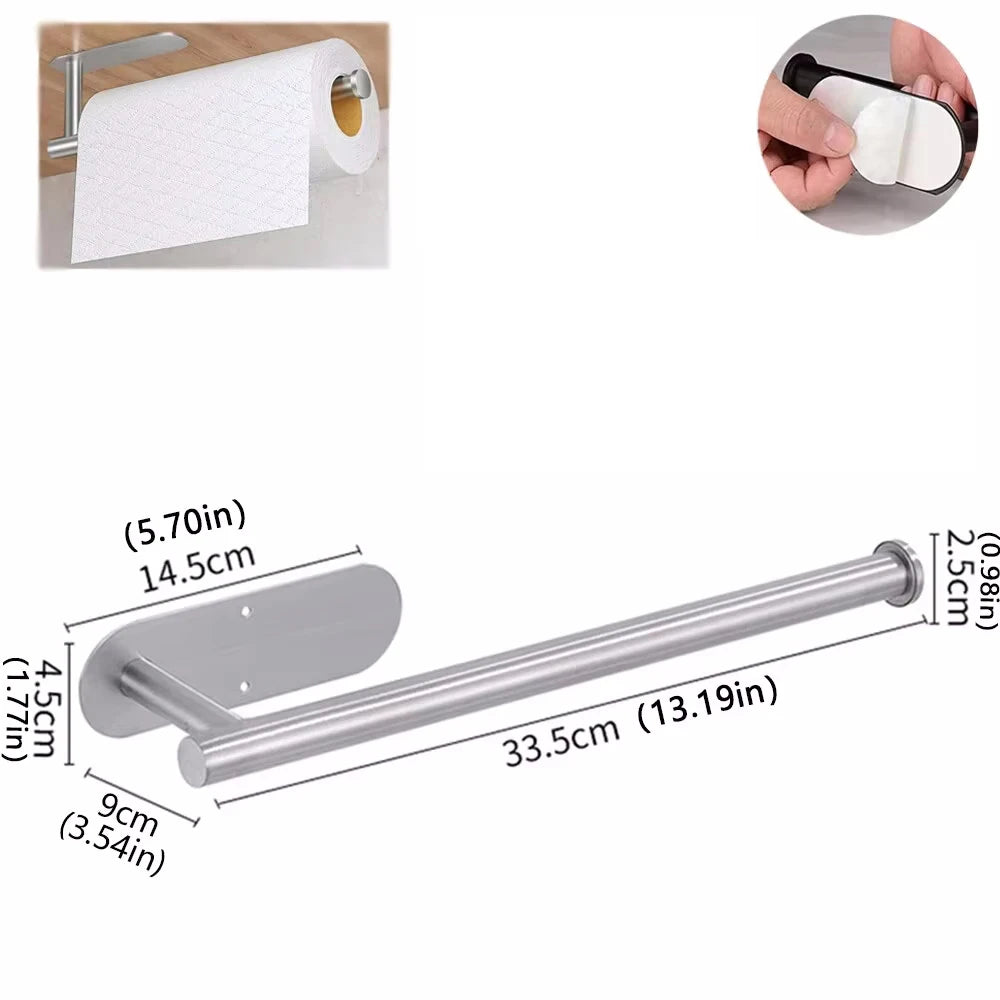 Modern Adhesive Metal Paper Towel Holder For Kitchen Storage