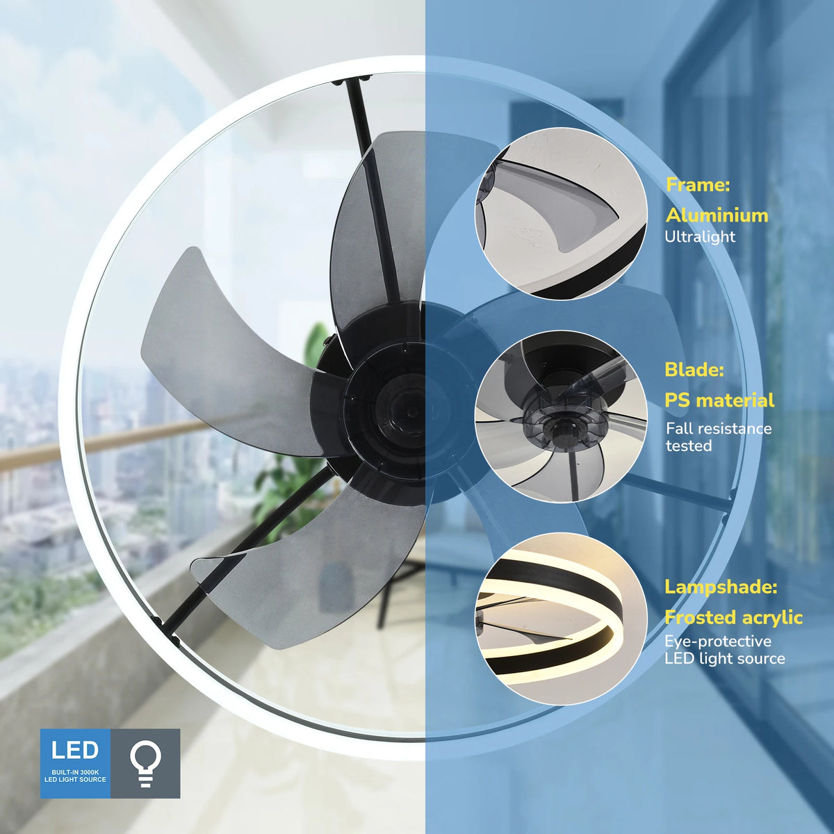 Orison Modern Led Dimmable Ceiling Fan With Remote Control