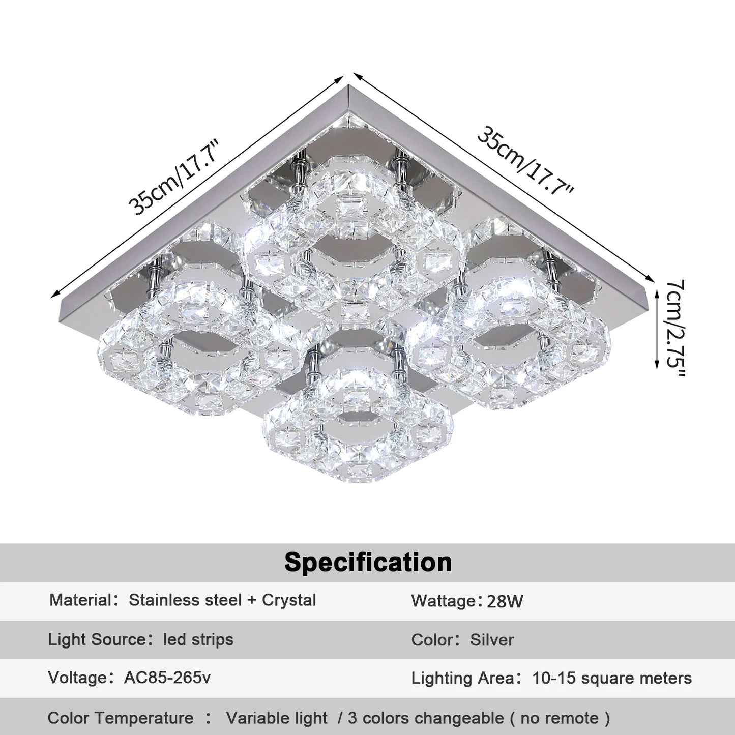 GreeLustr Ceiling Lights Chandelier LED Lamp With Remote