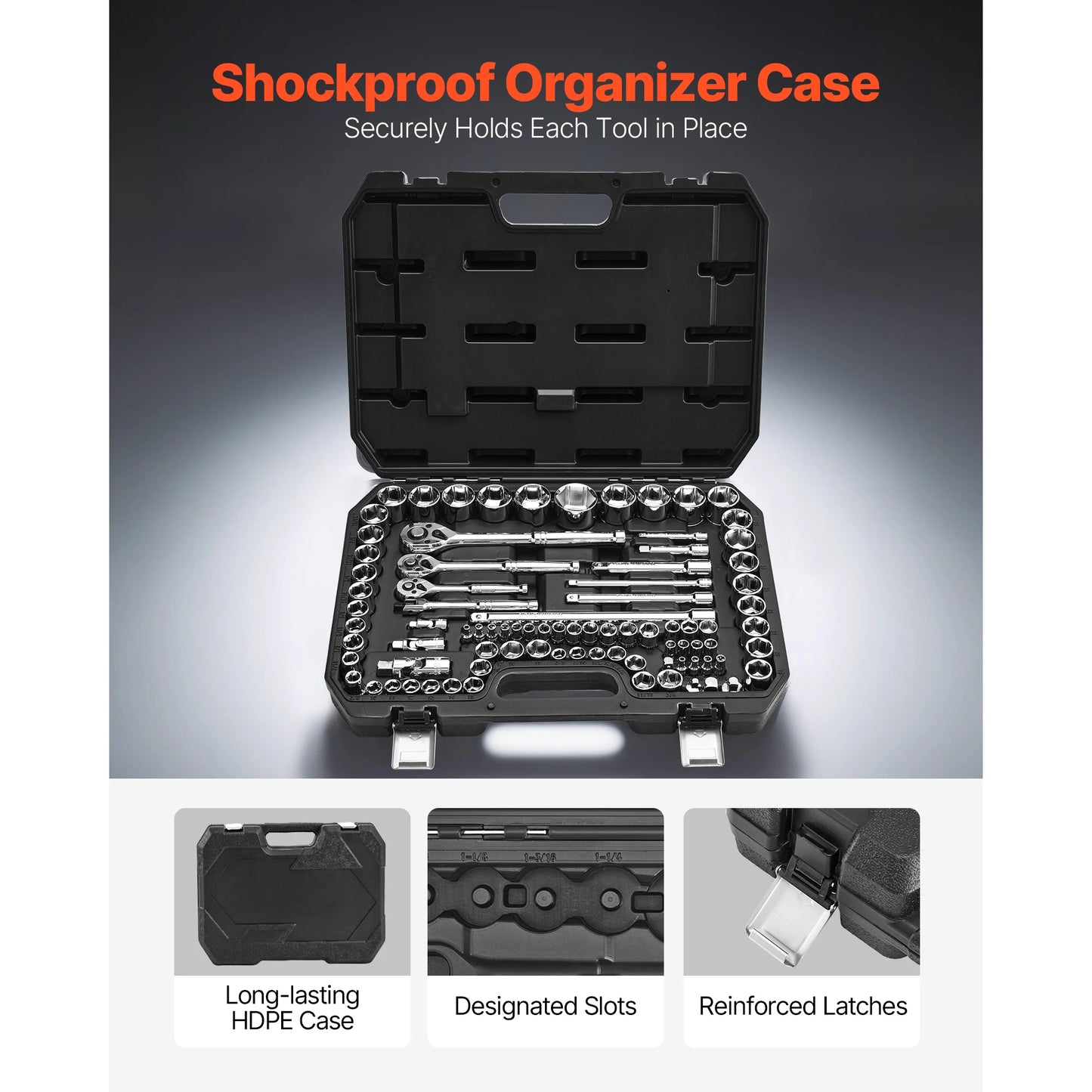 SucceBuy Socket Set With Ratchet Wrench SAE And Metric