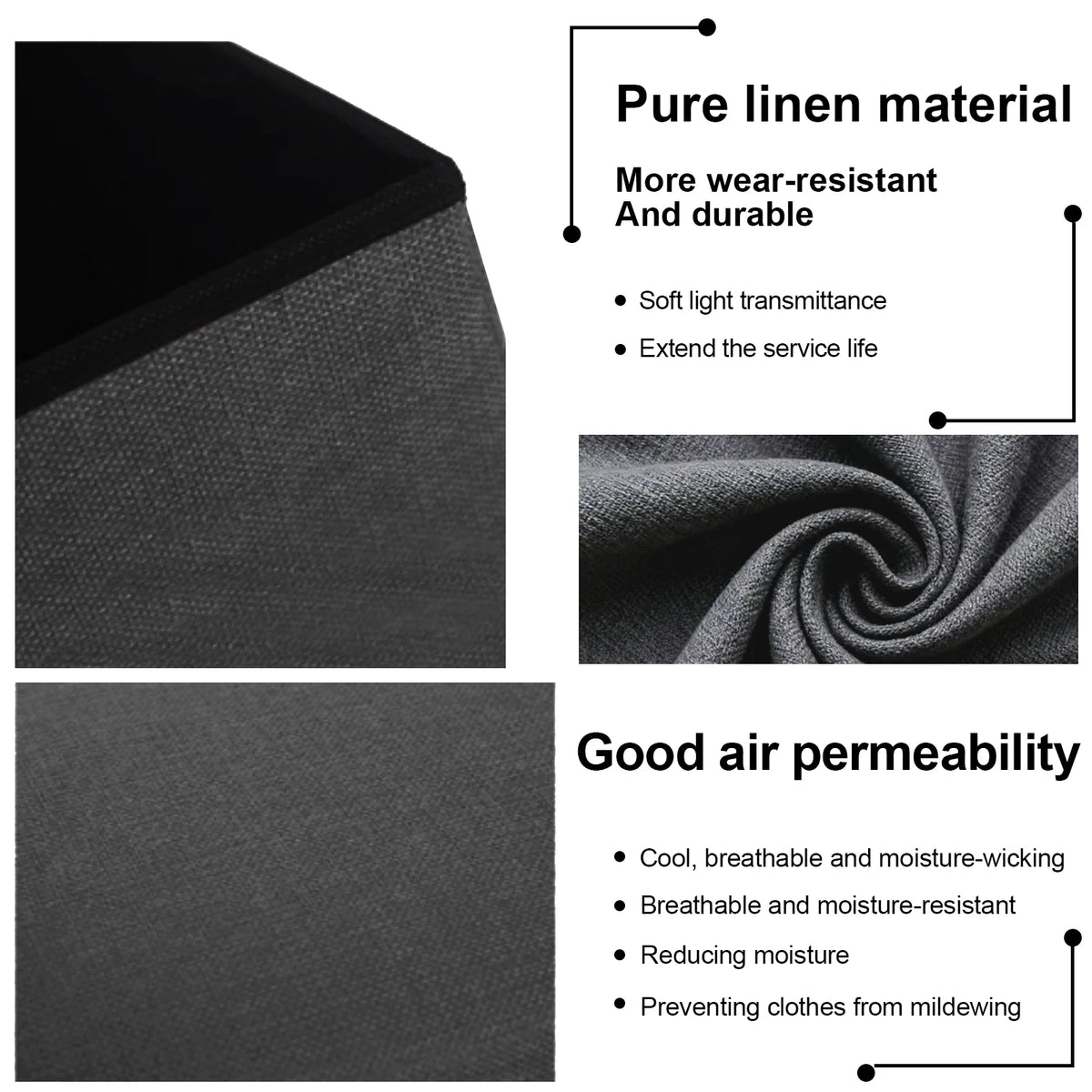 Sarenzonon Foldable Storage Ottoman Bench For Indoor Outdoor Seating