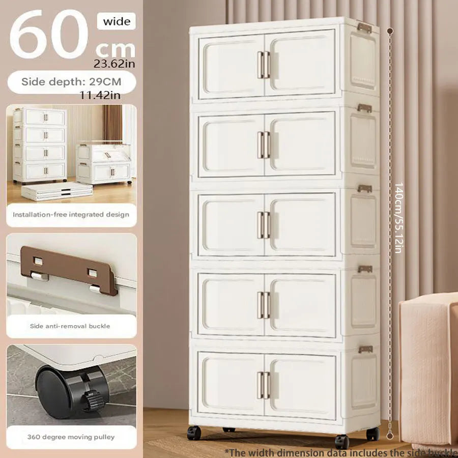 Foldable Plastic Multi Layer Storage Cabinet For Home Organization