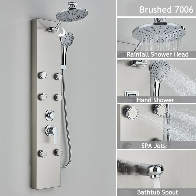 Shinessia Luxury Led Shower Panel With Dual Control Massage Jets
