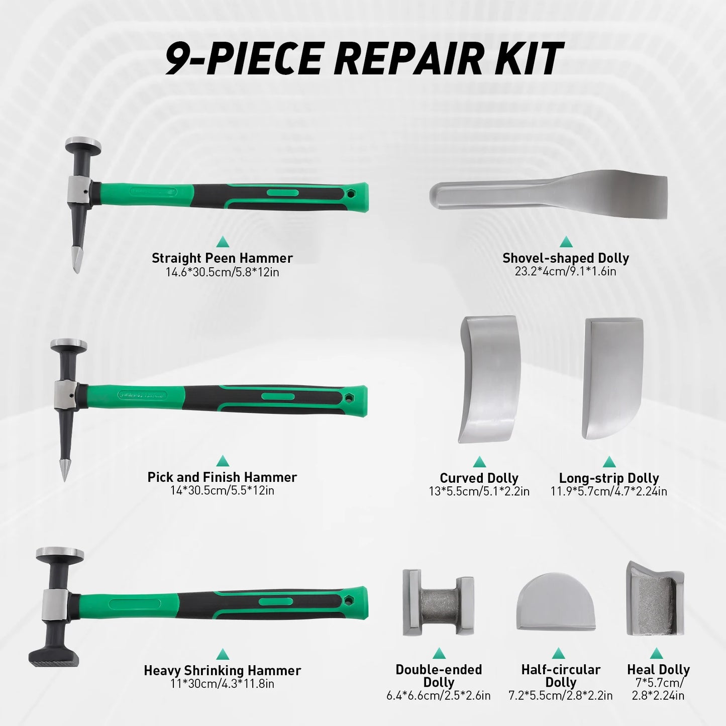Car Dent Repair Tool Kit 9 Piece Set With 45 Steel Hammers - Home and Haven Store