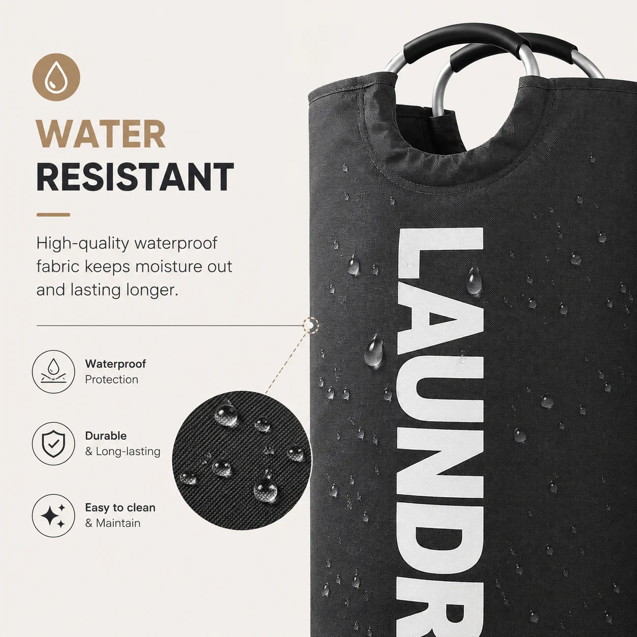 Foldable Polyester Laundry Hamper With Padded Handles For Rooms
