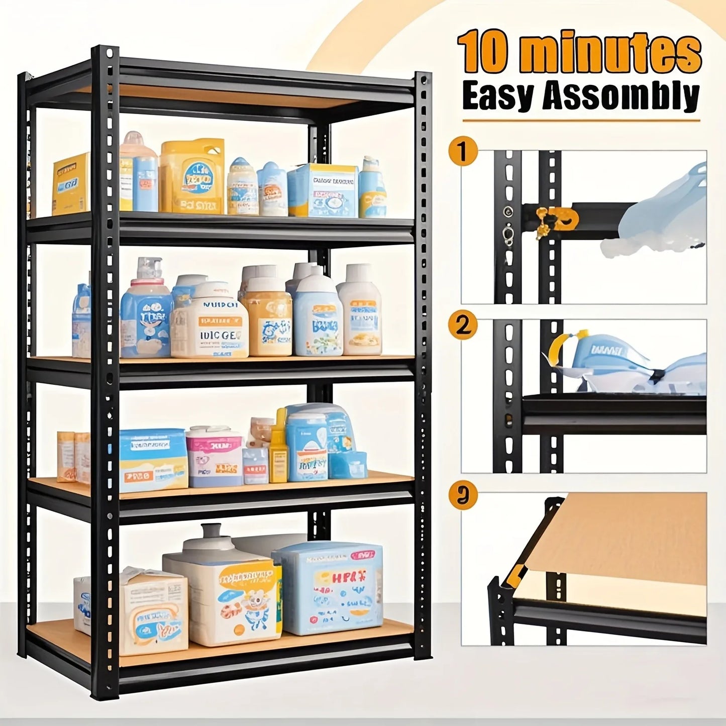 Heavy Duty Garage Racking Five Tier Steel Shelving 2000 Lb