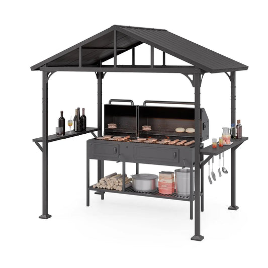 Hardtop BBQ Gazebo Waterproof Sloping Roof With Tool Hooks - Home and Haven Store