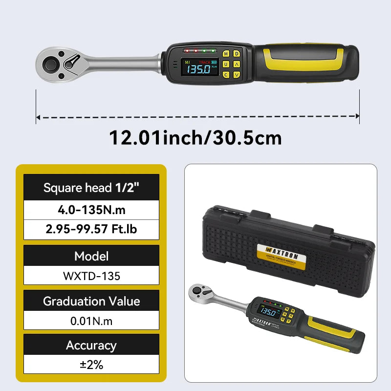 Waxtron Digital Torque Wrench Two Percent Accuracy Automotive - Home and Haven Store