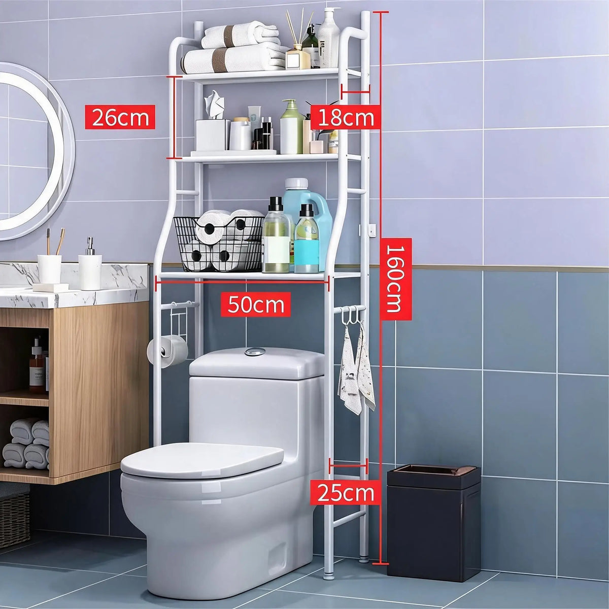 HiMiss Over The Toilet Bathroom Storage Shelf Organizer Rack