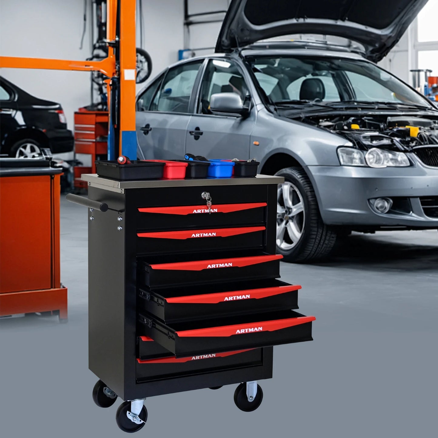 ARTMAN 7 Drawer Rolling Tool Box Cabinet, Heavy Duty Cart - Home and Haven Store
