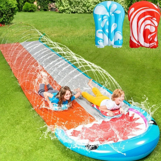 Joyfy Double Lane Water Slide With Inflatable Boards For Kids And Adults - Home and Haven Store