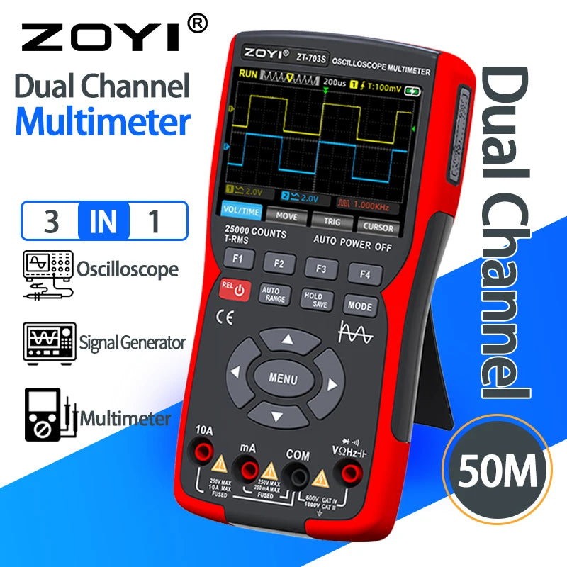 ZOYI ZT-703S 50MHz Handheld Oscilloscope Multimeter Signal Generator - Home and Haven Store