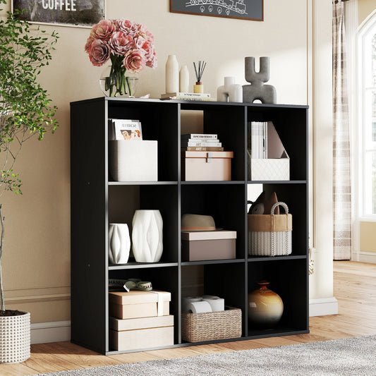 JHK Modern Wooden 9 Cube Storage Organizer Bookshelf Unit