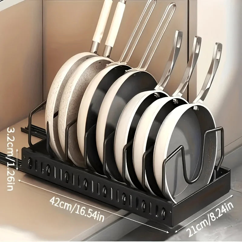 Adjustable Pull Out Kitchen Cabinet Pan Lid Sliding Storage Rack