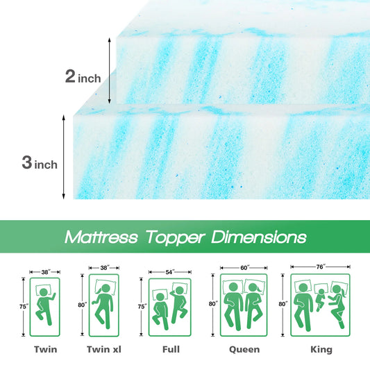 JHK Gel Cooling Memory Foam Mattress Topper Soft And Breathable - Home and Haven Store