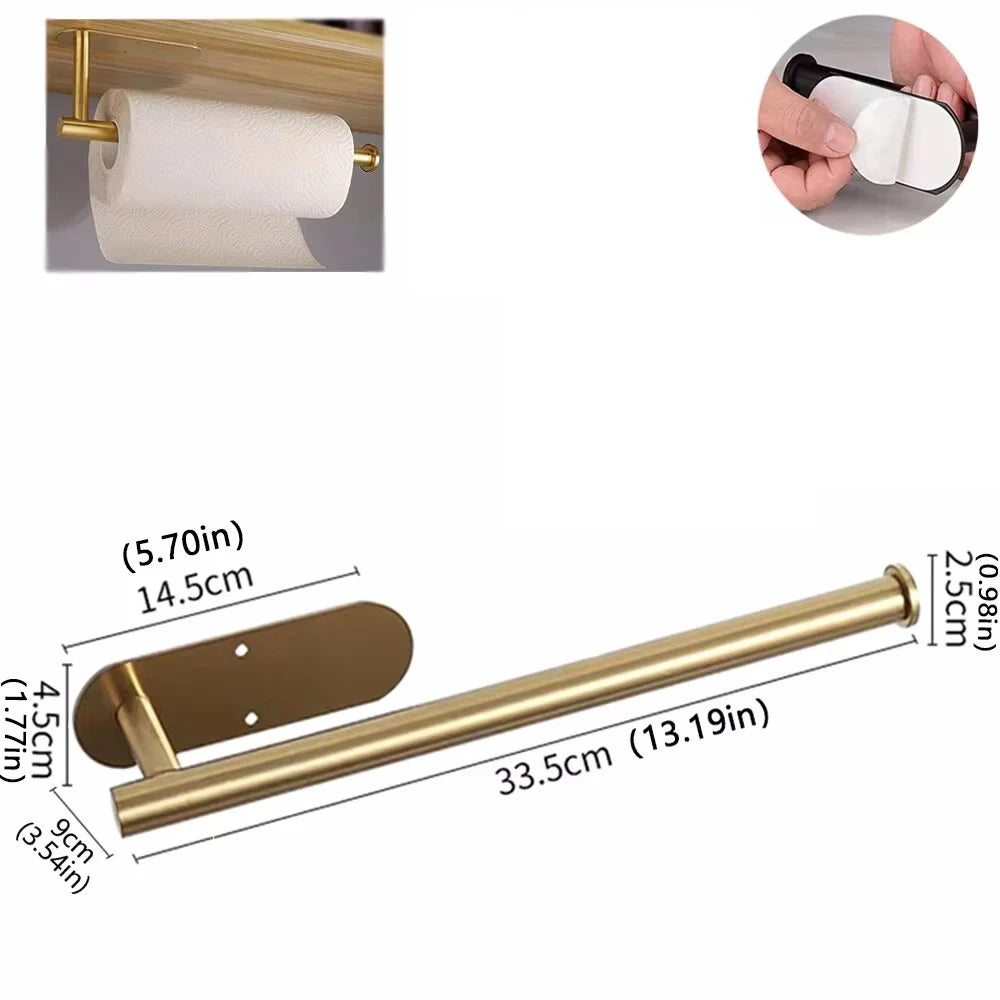 Modern Adhesive Metal Paper Towel Holder For Kitchen Storage