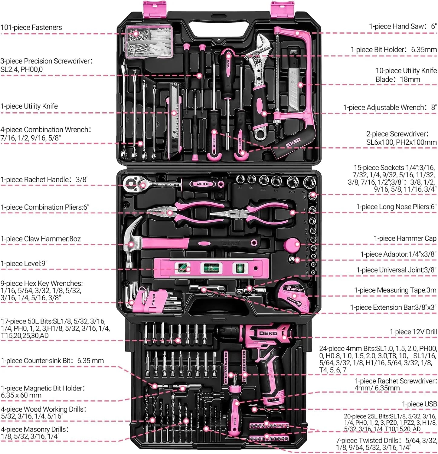 DEKO 12V Cordless Drill And Home Mechanic Toolbox Organizer - Home and Haven Store