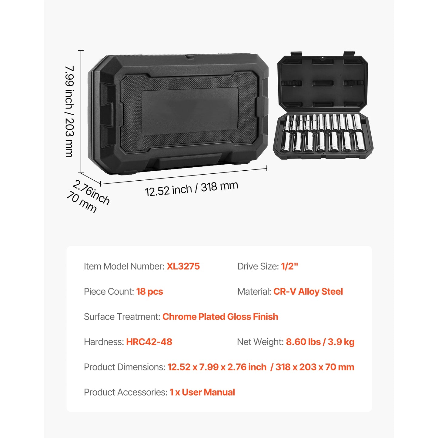 SucceBuy Socket Set With Ratchet Wrench SAE And Metric